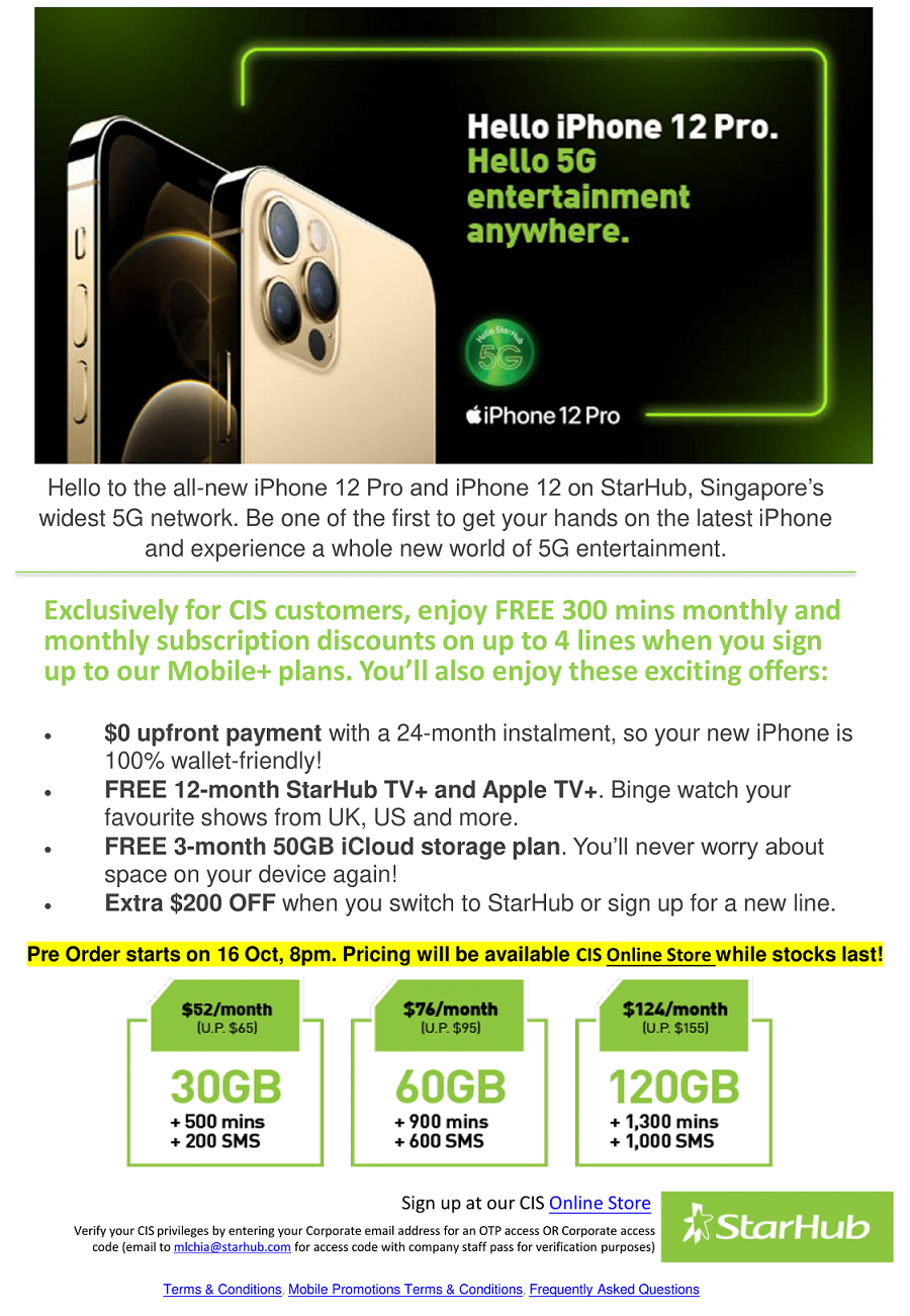 StarHub CIS iPhone 12 Pre-orders – Amalgamated Union of Public Employes